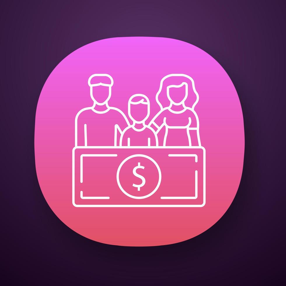 Family sponsorship immigration app icon. Migration program. Family trip, vacation. Permanent residents. Travelling abroad. UI UX user interface. Web or mobile application. Vector isolated illustration