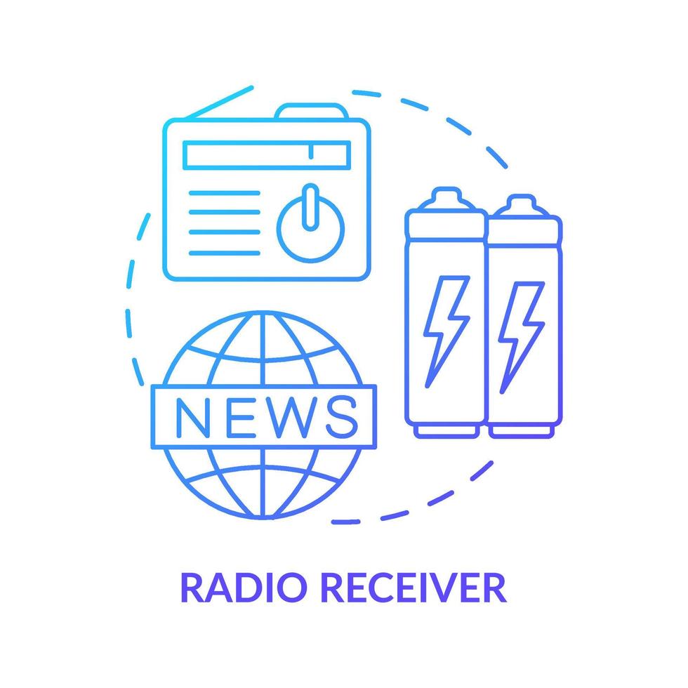 Radio receiver blue gradient concept icon. Things to pack for evacuation. Emergency go bag abstract idea thin line illustration. Isolated outline drawing. vector