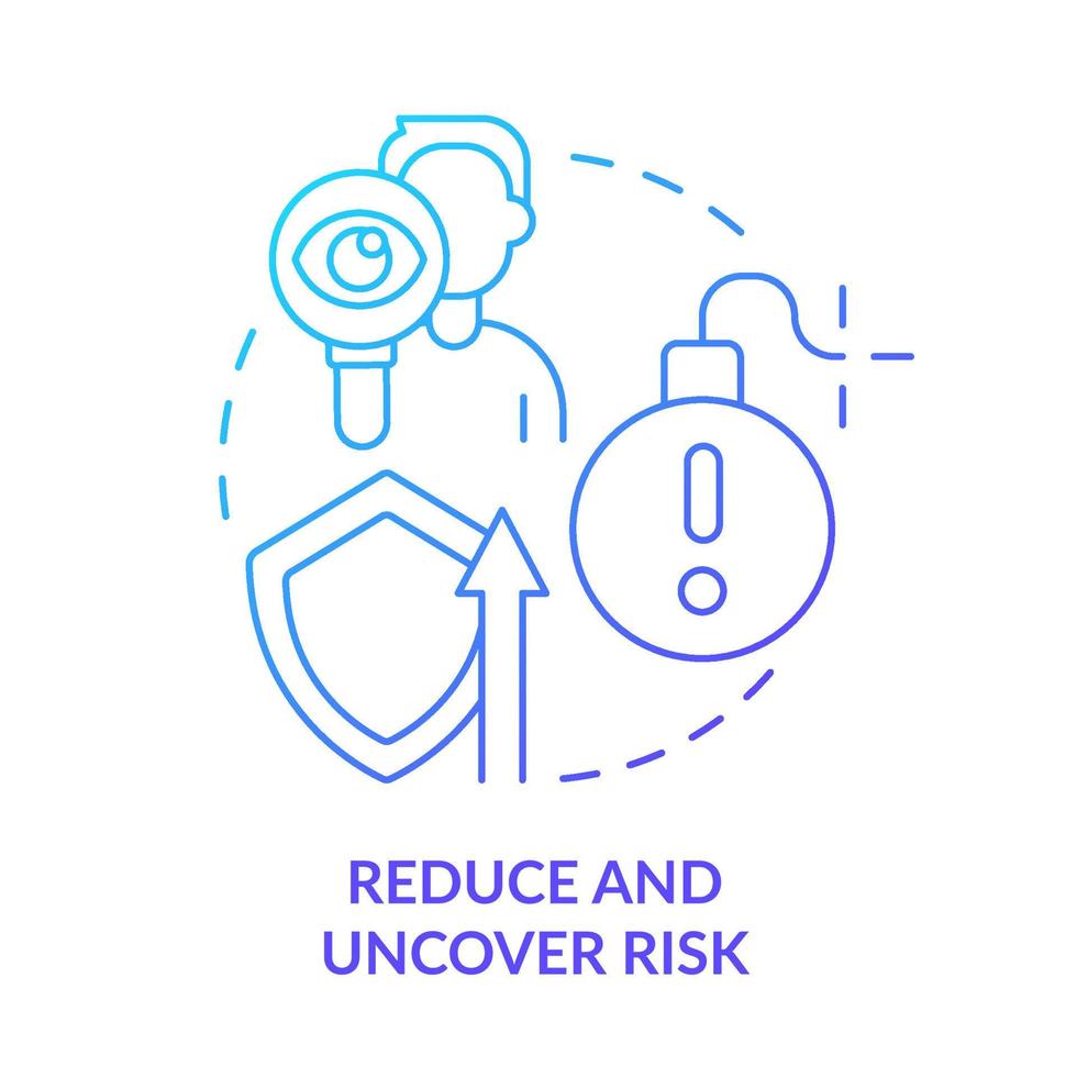 Reduce and uncover risk blue gradient concept icon. Minimize risks. Benefit of stakeholder management abstract idea thin line illustration. Isolated outline drawing. vector