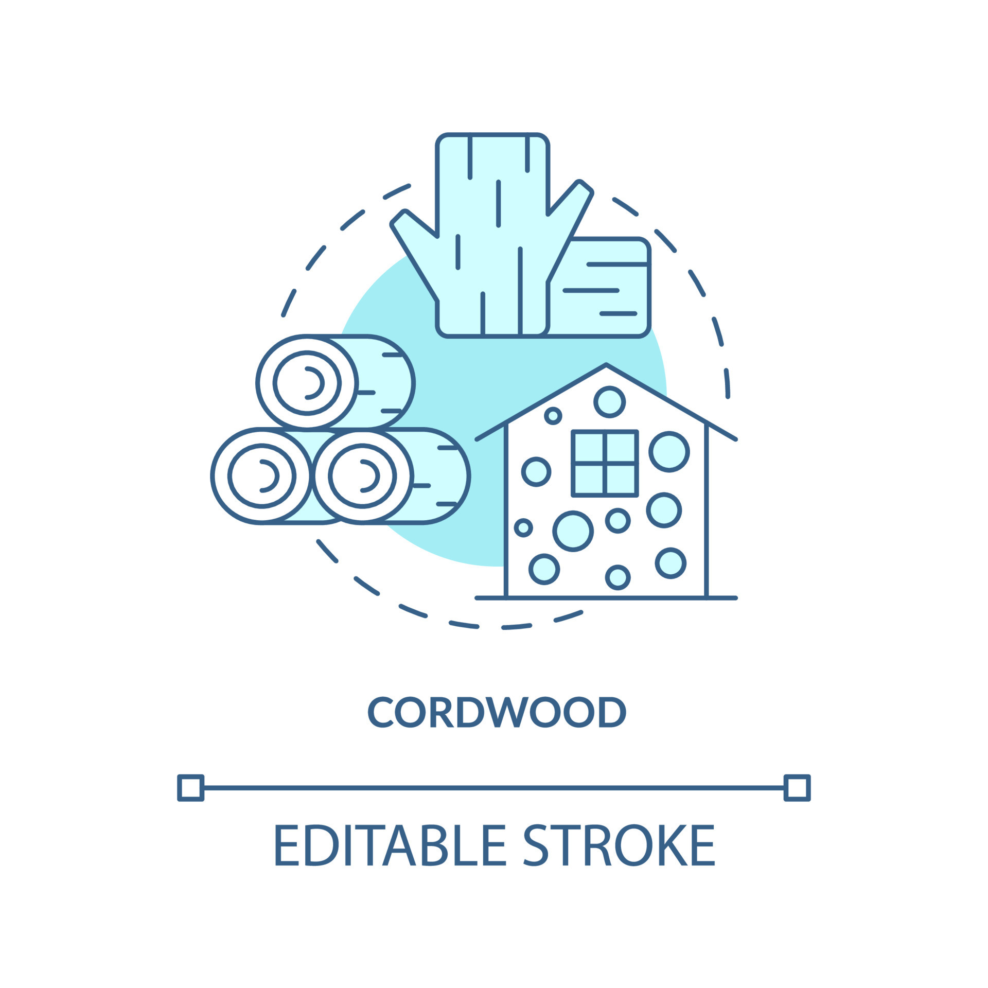 Cordwood turquoise concept icon. Sustainable building material abstract 