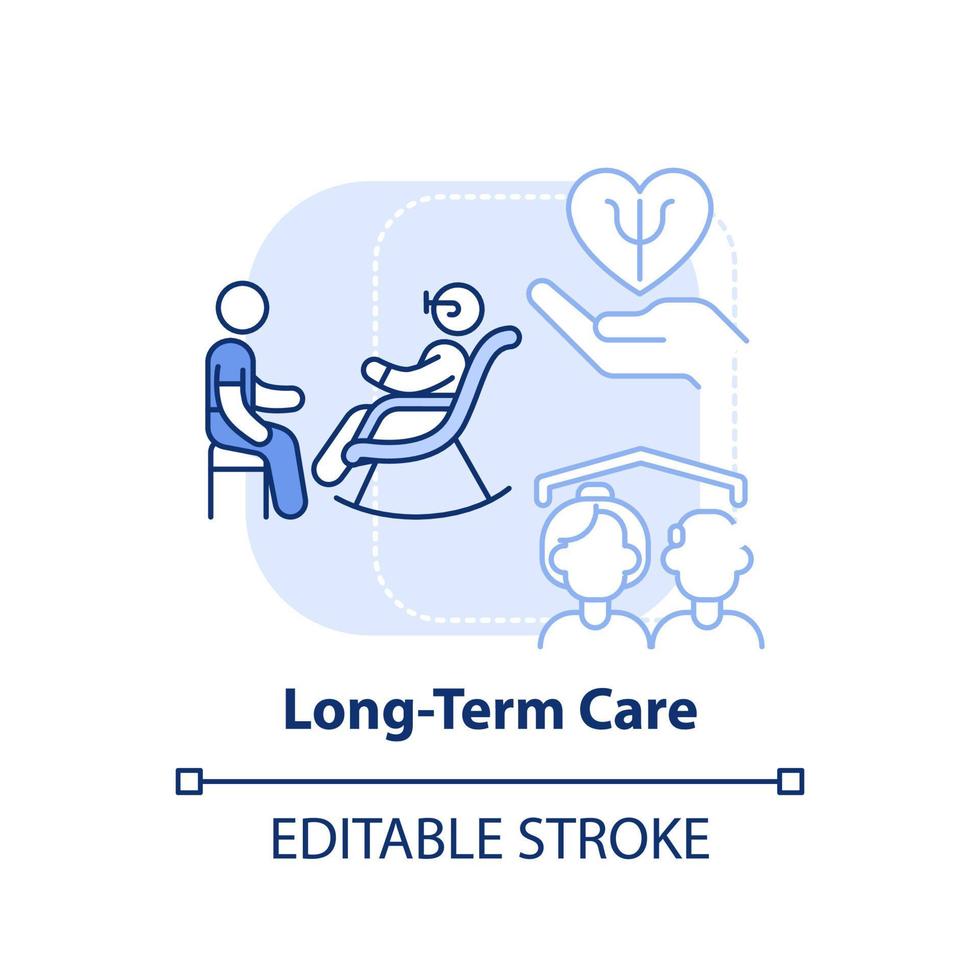 Long term care light blue concept icon. Mental health care. Trend in psychology abstract idea thin line illustration. Isolated outline drawing. Editable stroke. vector