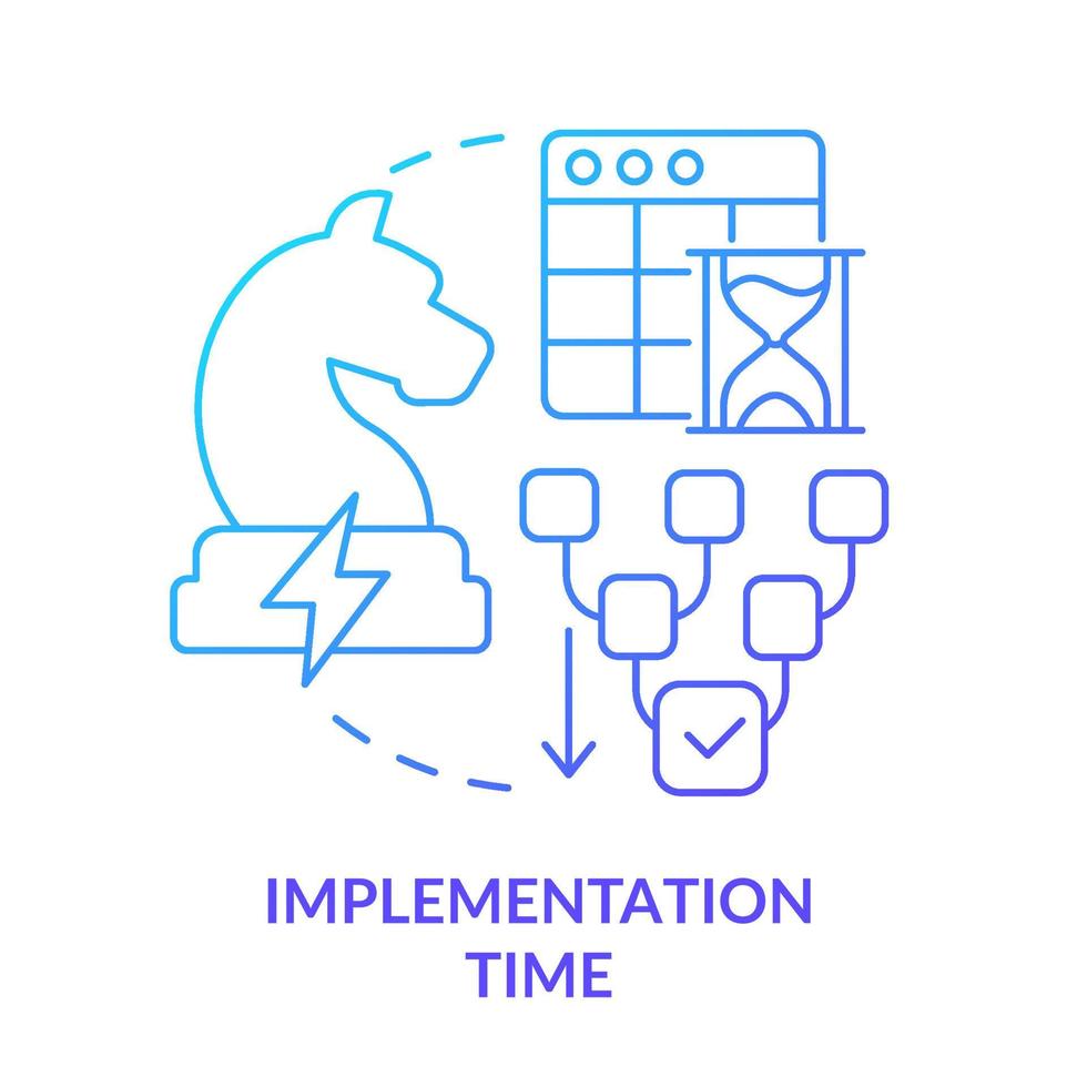 Implementation time blue gradient concept icon. Robust energy strategy abstract idea thin line illustration. Success and coordination. Isolated outline drawing. vector