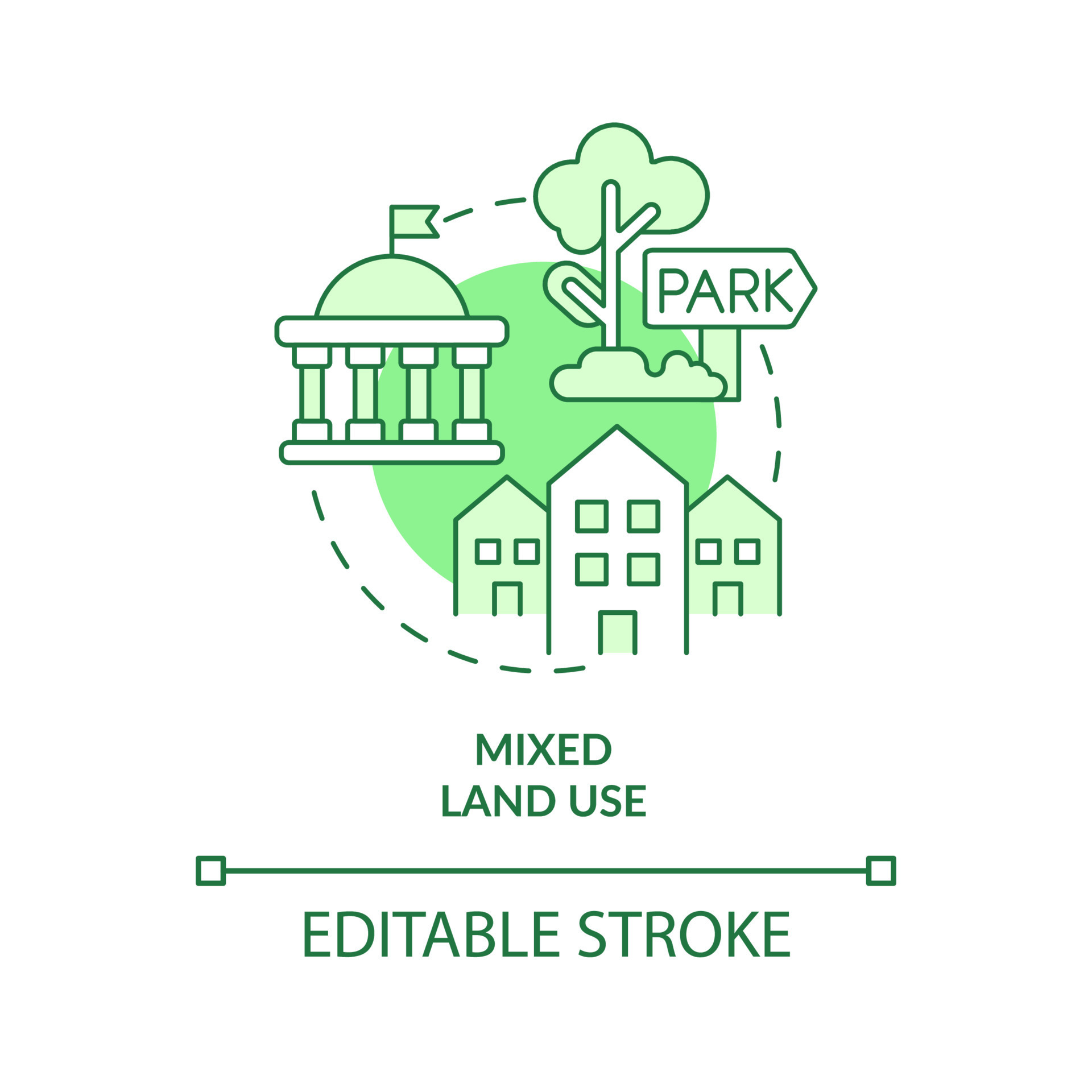 Mixed land use green concept icon. Creating ecofriendly cities