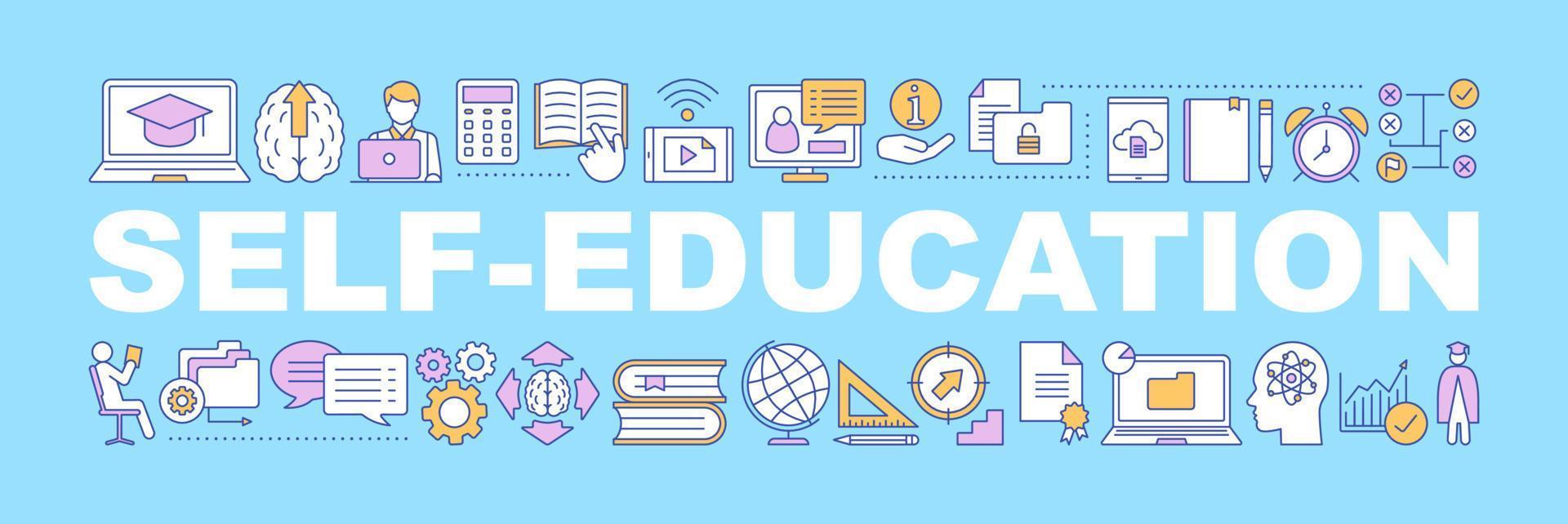 Self-education word concepts banner. Business development. Skill improvement. Goal achieving. Personal growth. Isolated lettering typography idea with linear icons. Vector outline illustration