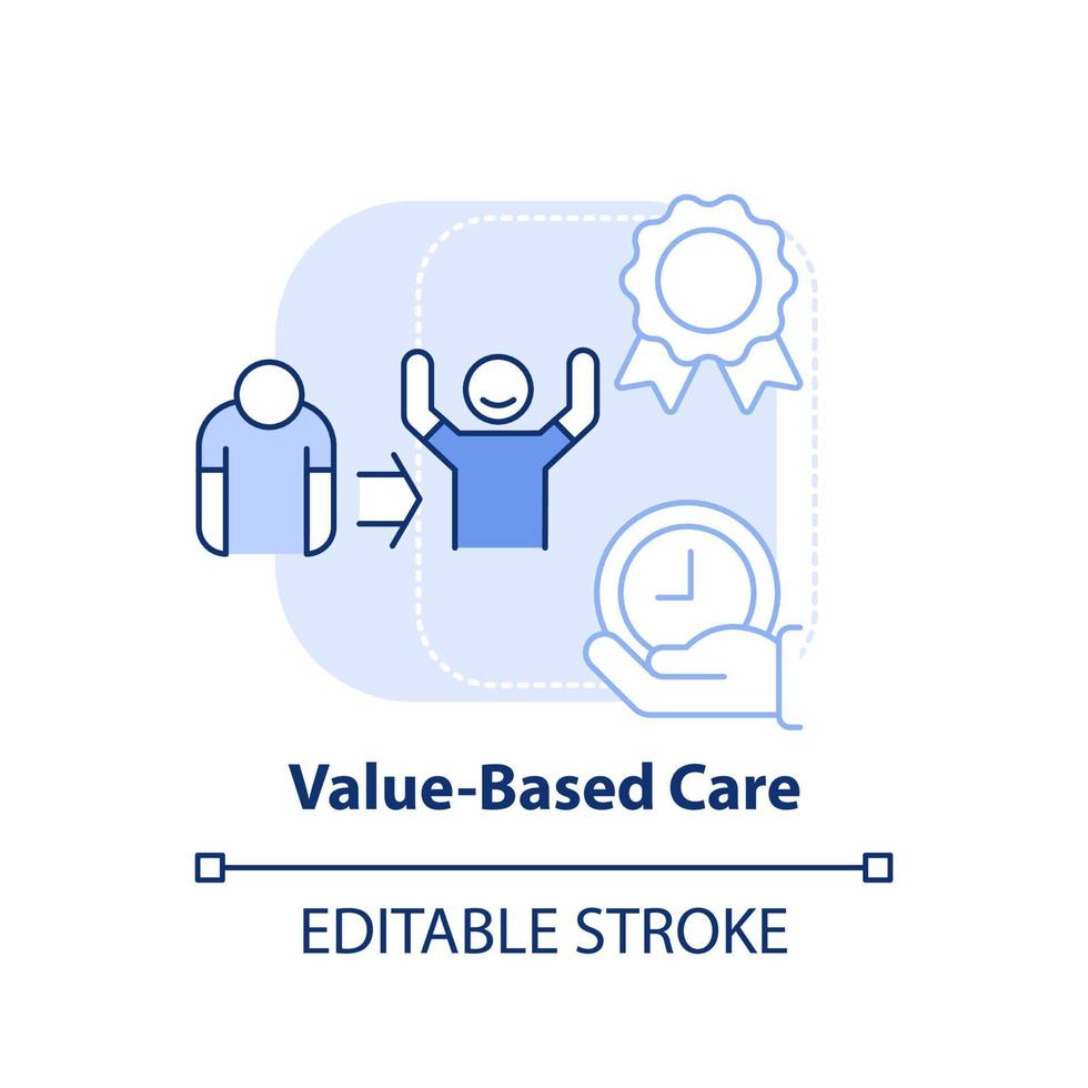 Value based care light blue concept icon. Patient healing practice. Behavioral trend abstract idea thin line illustration. Isolated outline drawing. Editable stroke. vector