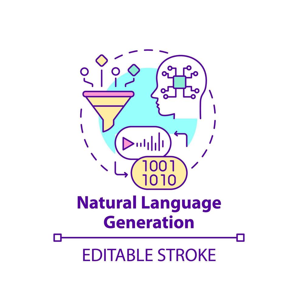 Natural language generation concept icon. Augmented data management ...