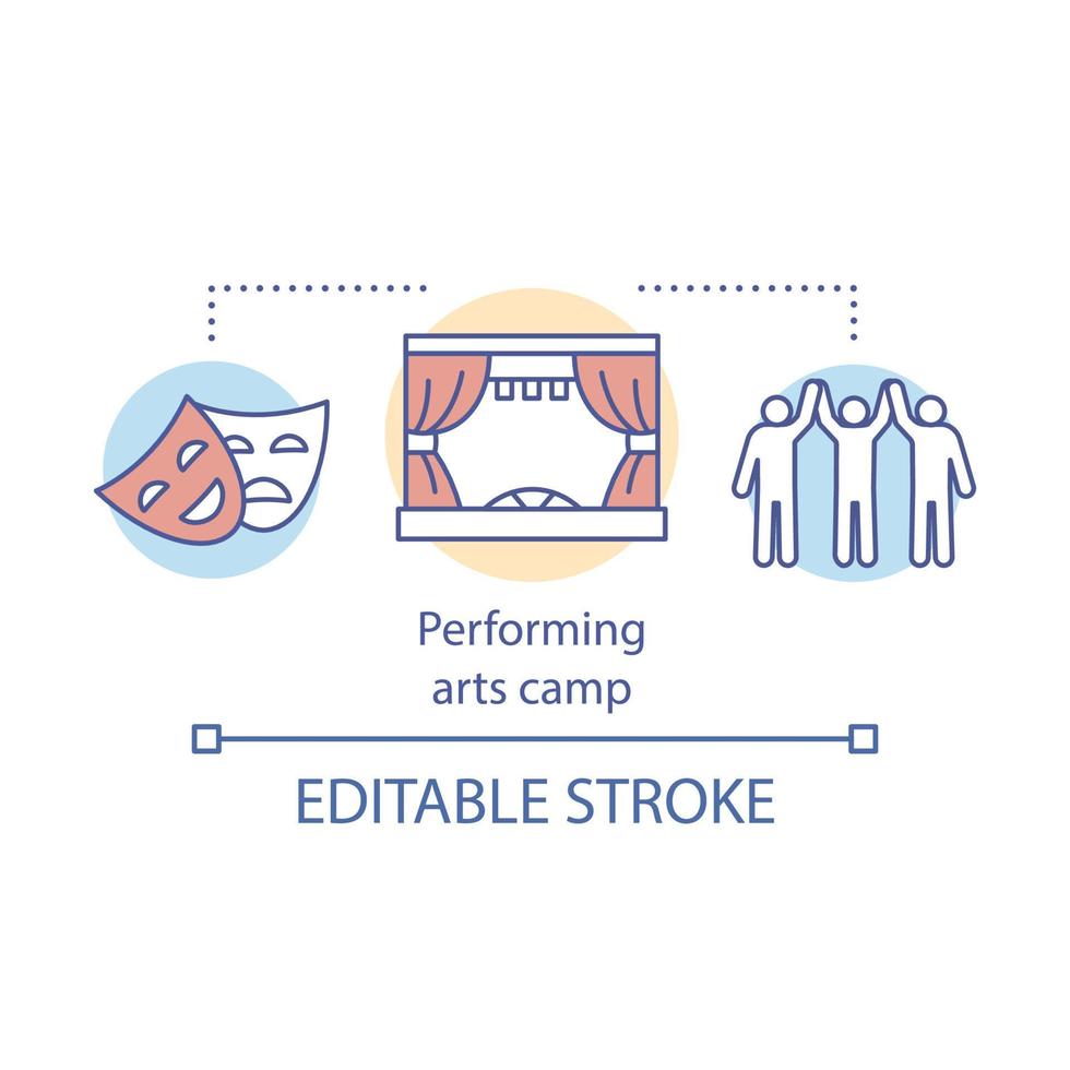 Performing arts, acting camp concept icon. Creative personalities community, drama club idea thin line illustration. Theatre, movie acting amateurs. Vector isolated outline drawing. Editable stroke