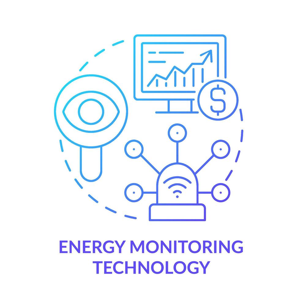 Energy monitoring technology blue gradient concept icon. Energy strategy part abstract idea thin line illustration. Power measurement. Isolated outline drawing. vector