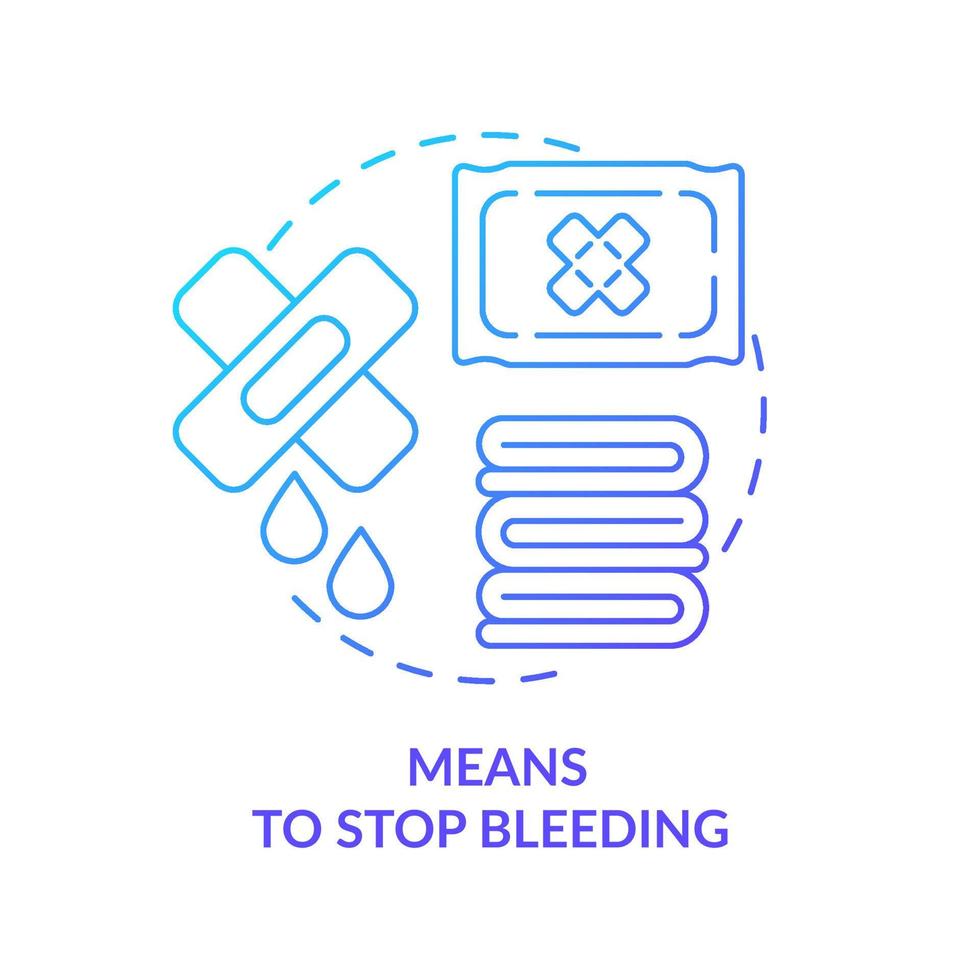 Means to stop bleeding blue gradient concept icon. First aid kit supplies. Action during war abstract idea thin line illustration. Isolated outline drawing. vector