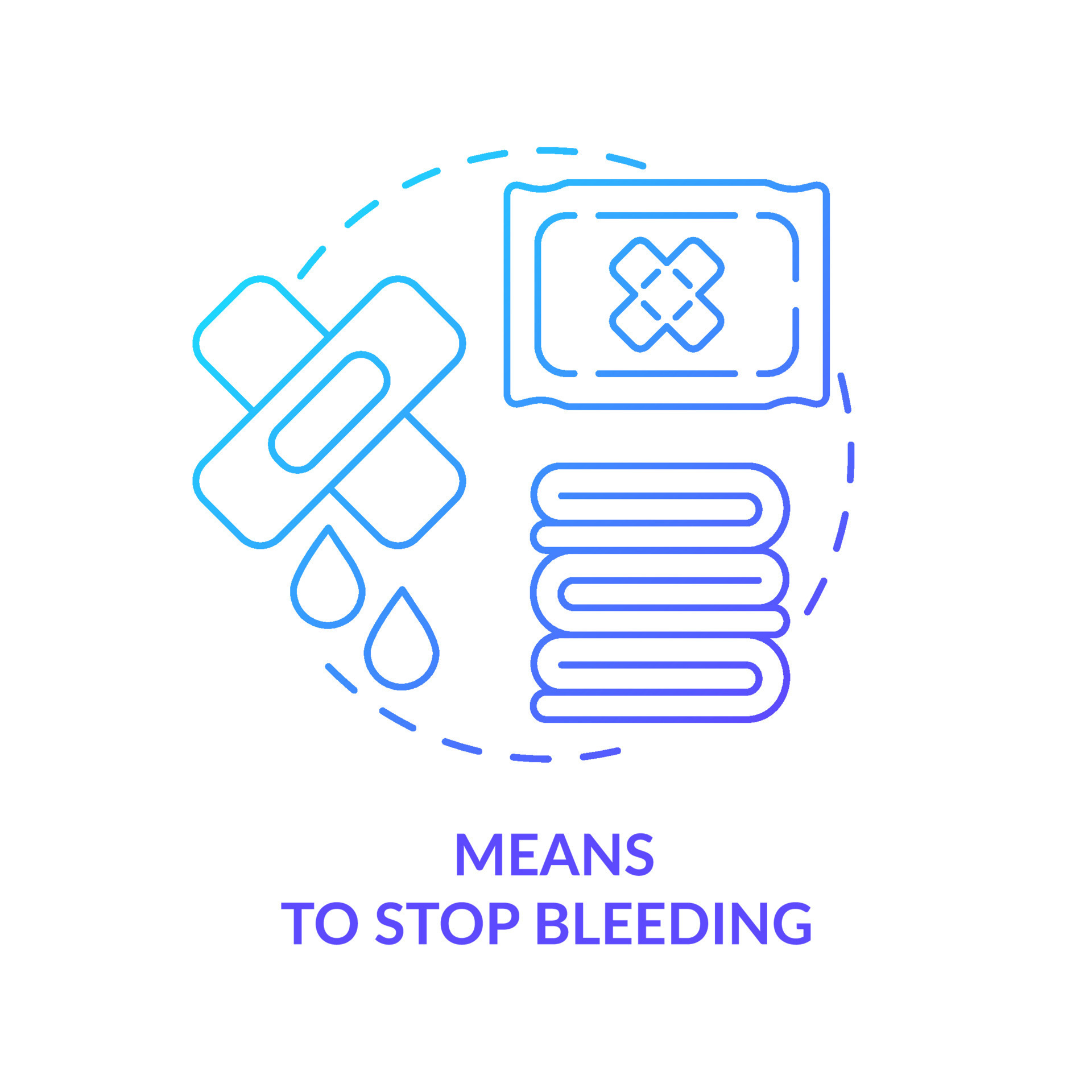 Means to stop bleeding blue gradient concept icon. First aid kit