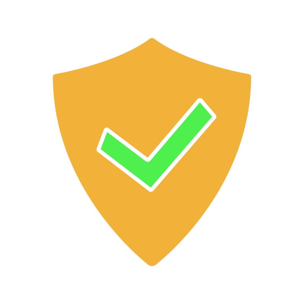 Verified user glyph color icon. Silhouette symbol on white background with no outline. Protection, security. Antivirus program emblem. Shield with check mark. Negative space. Vector illustration