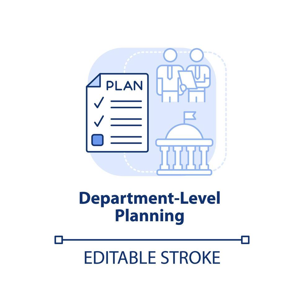 Department level planning light blue concept icon. Budgeting process abstract idea thin line illustration. Isolated outline drawing. Editable stroke. vector