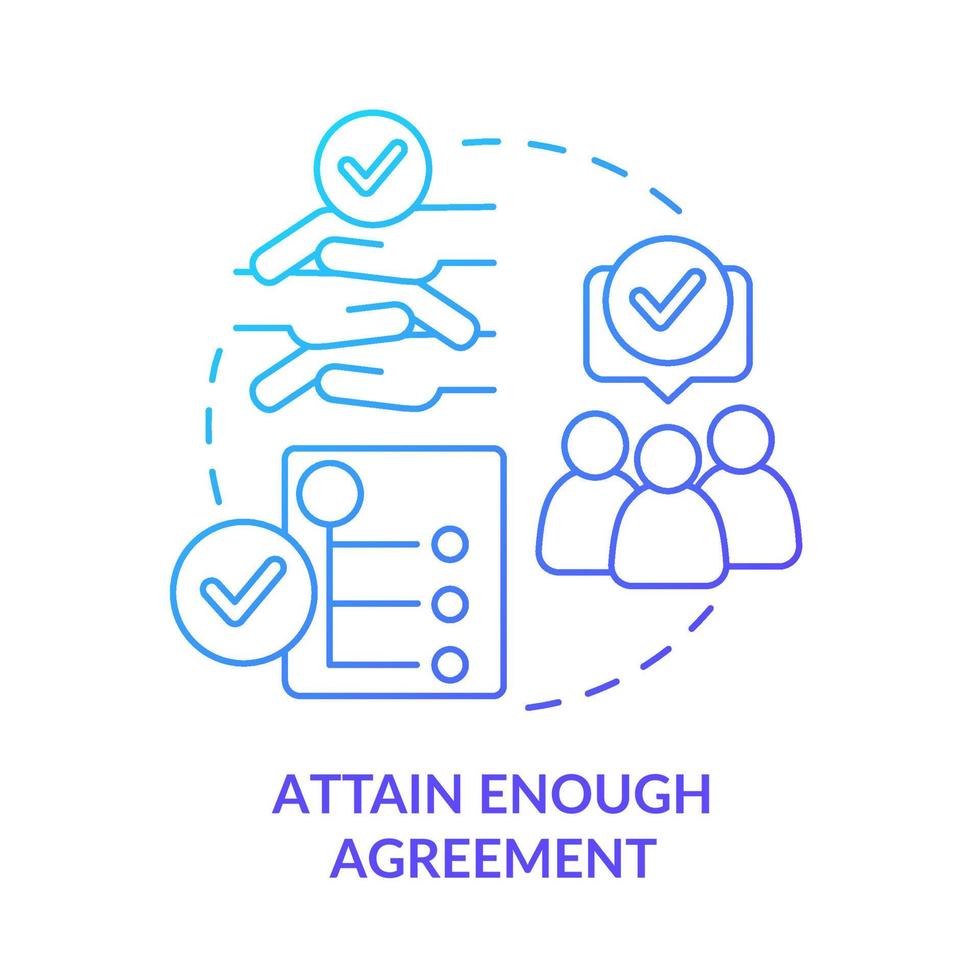 Attain enough agreement blue gradient concept icon. Sustainable cooperation. Stakeholder engagement abstract idea thin line illustration. Isolated outline drawing. vector