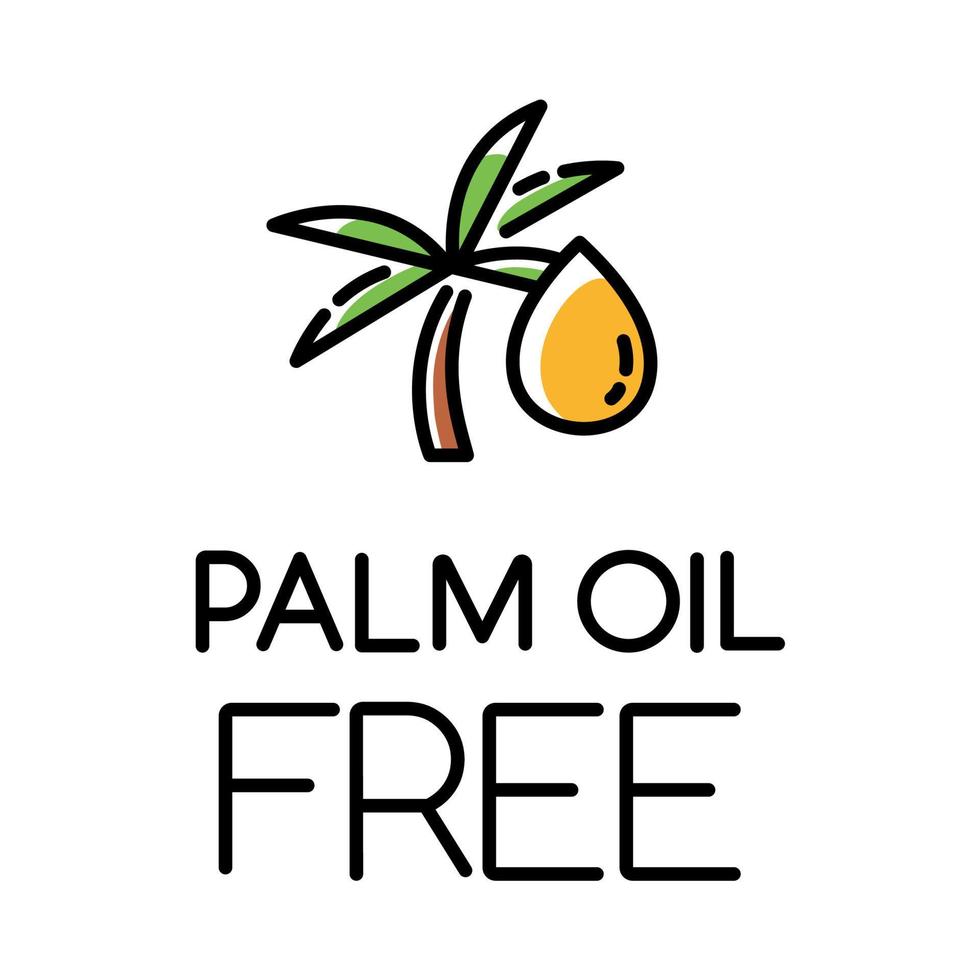 Palm oil free color icon. Organic food without saturated fats. Product free ingredient. Nutritious dietary, healthy eating habits. Natural meals for personal healthcare. Isolated vector illustration