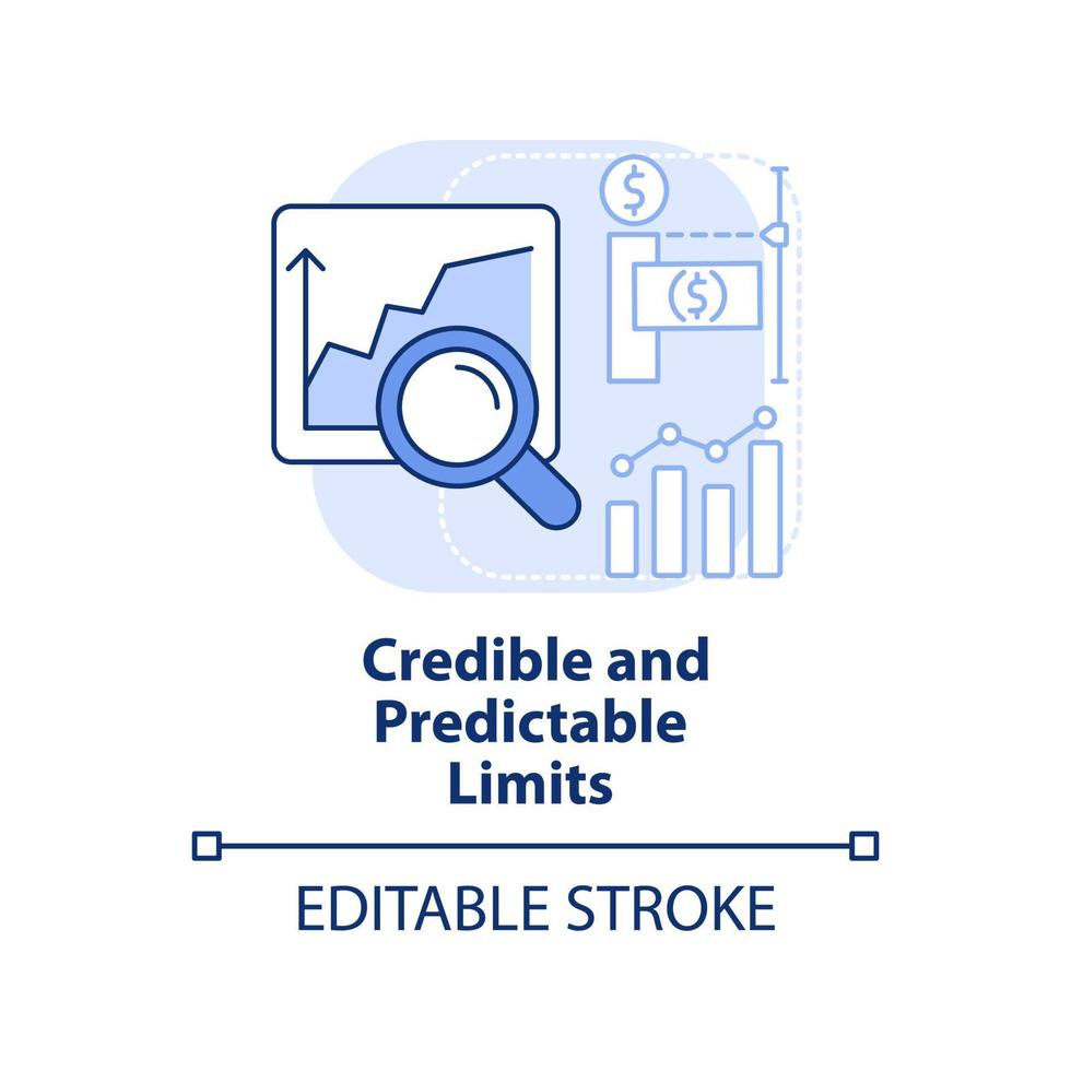 Credible and predictable limits light blue concept icon. Principle of budget planning abstract idea thin line illustration. Isolated outline drawing. Editable stroke. vector