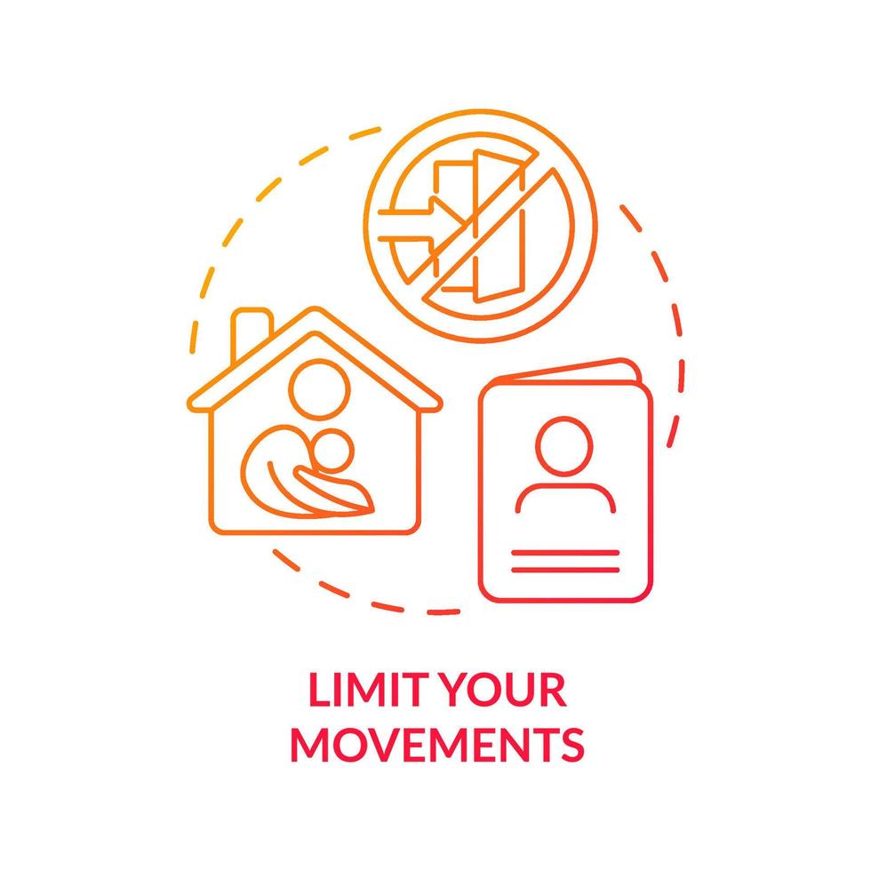 Limit your movements red gradient concept icon. Prepare personal information. Action during war abstract idea thin line illustration. Isolated outline drawing. vector