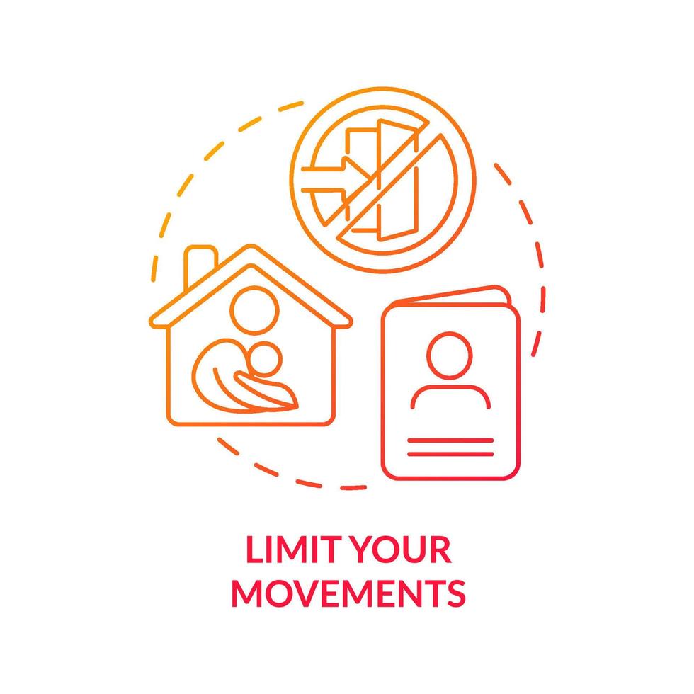 Limit your movements red gradient concept icon. Prepare personal information. Action during war abstract idea thin line illustration. Isolated outline drawing. vector
