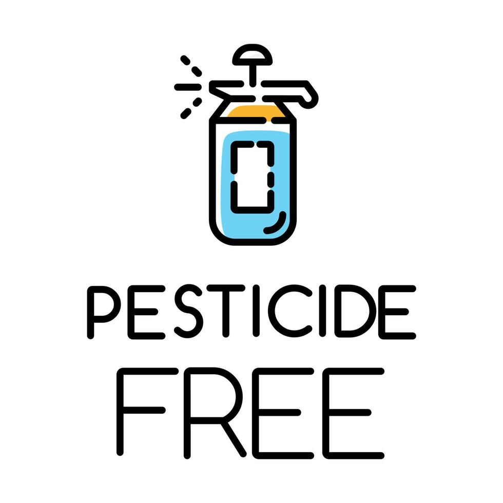 Pesticide free color icon. No fungicide, insecticide. Non-toxic, non-chemicals. Product free ingredient. Fresh nutritious organic food. Healthy eating, dietary. Isolated vector illustration