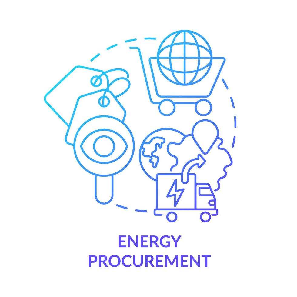 Energy procurement blue gradient concept icon. Strategical energy plan abstract idea thin line illustration. Fulfilling business needs. Isolated outline drawing. vector