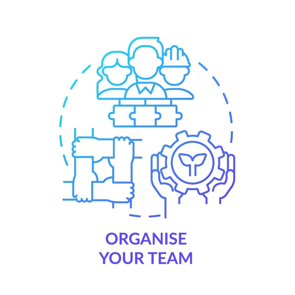 Organize your team blue gradient concept icon. Moving to energy strategy abstract idea thin line illustration. Assigning responsibility. Isolated outline drawing. vector