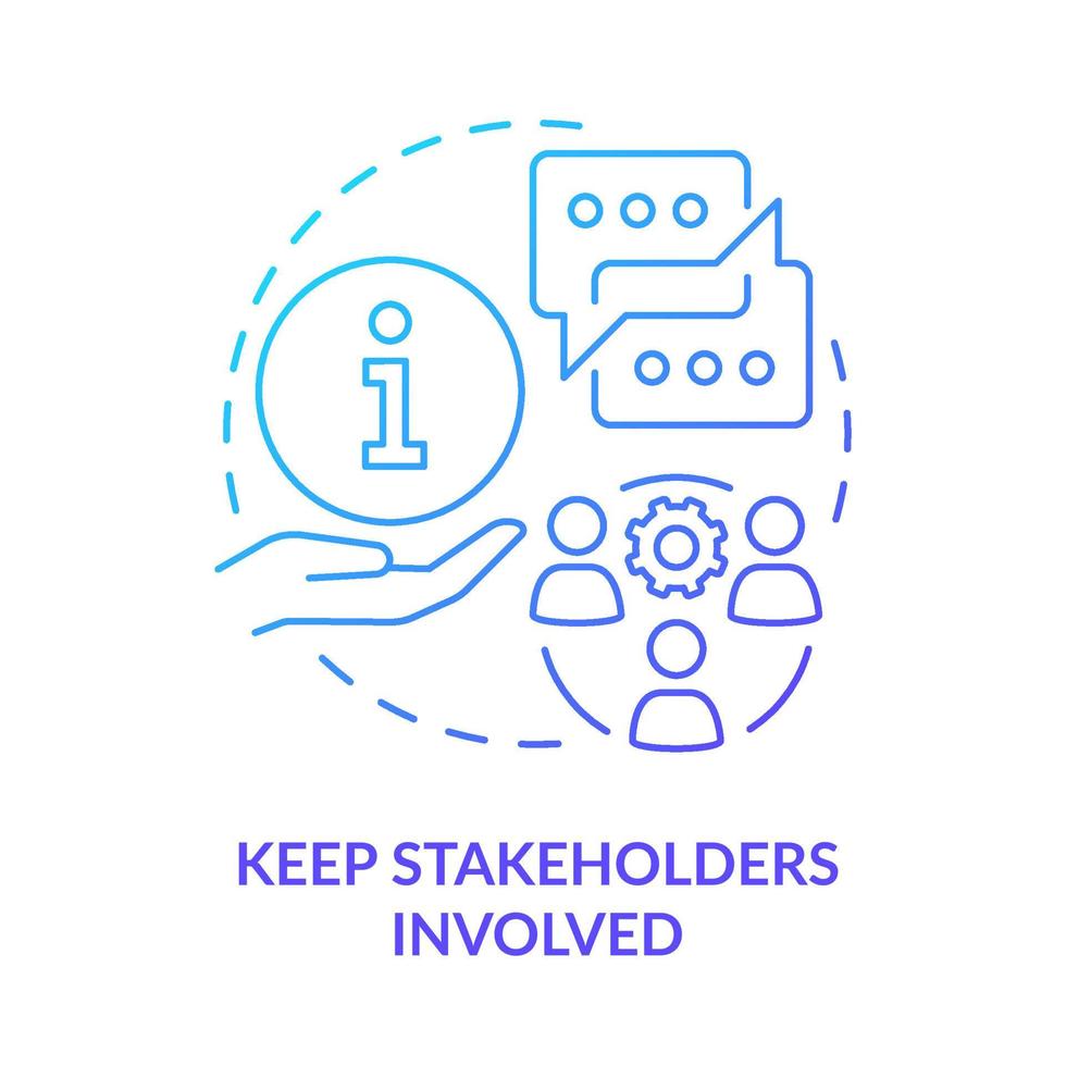 Keep stakeholders involved blue gradient concept icon. Partnership. Effective stakeholder management abstract idea thin line illustration. Isolated outline drawing. vector