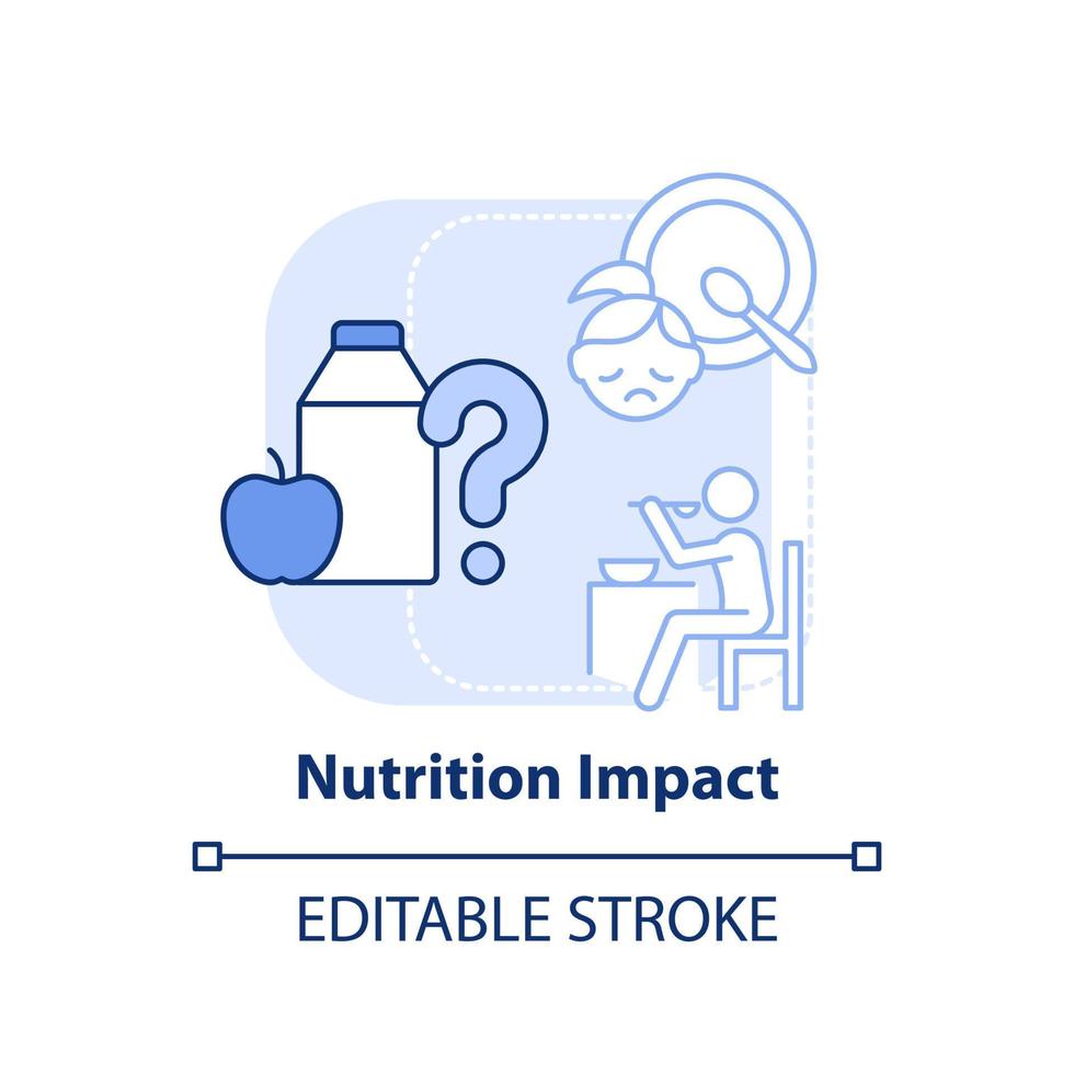 icono de concepto azul claro de impacto nutricional. Dieta para la salud mental. tendencia en psicología idea abstracta ilustración de línea delgada. dibujo de contorno aislado. trazo editable. vector