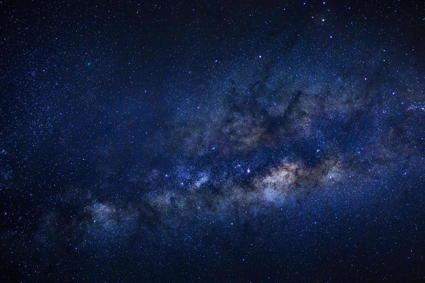 The center of Milky way galaxy with stars and space dust in the universe, Long exposure photograph, with grain. photo