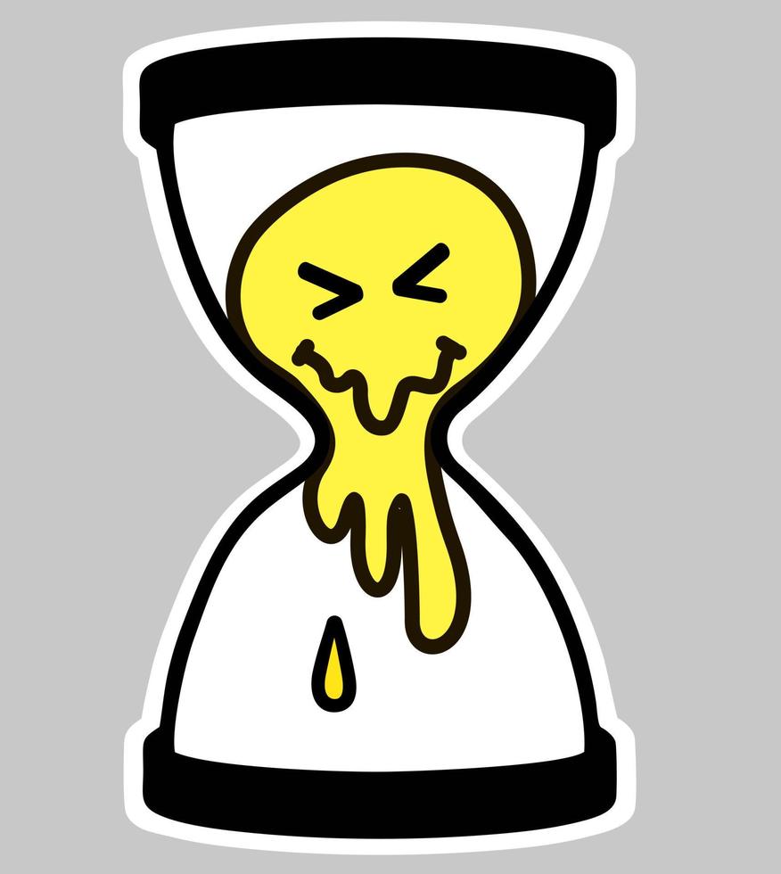 Melting Smile and hourglass. Hourglass creative. Streetwear Design black and yellow color commercial use vector
