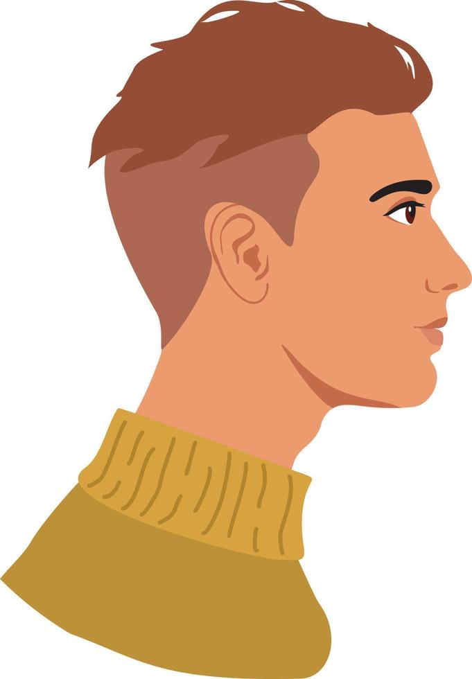 retrato de perfil de hombres multirraciales aislados personas de dibujos animados planos. cara de perfil masculino, personaje de avatar, icono de retrato de persona vector