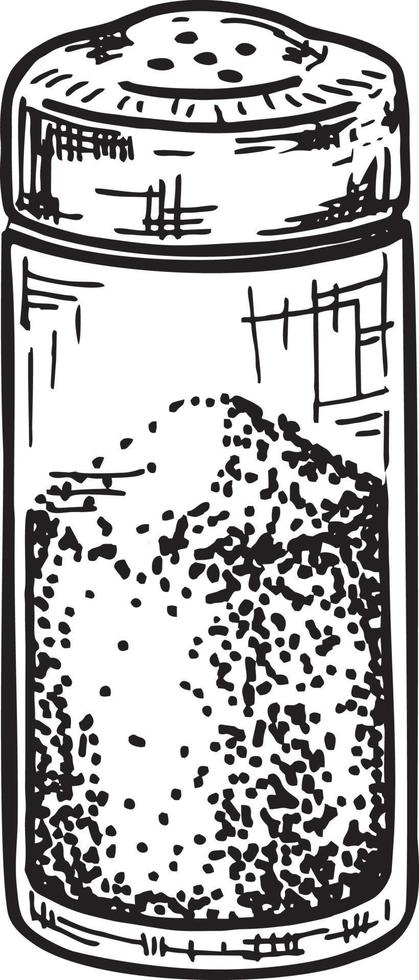 dibujo a mano de un salero. esbozar molino de sal, agitador, molinillo.  dibujo en blanco y negro de molinillo de sal, agitador o molino, vista  lateral 11244974 Vector en Vecteezy