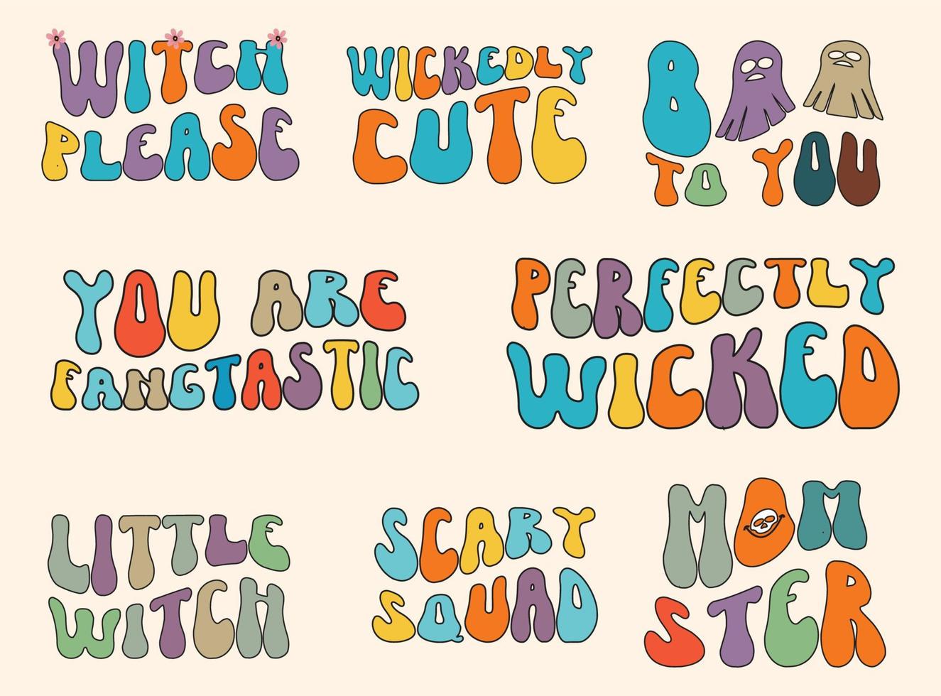 Halloween quotes svg design bundle vector