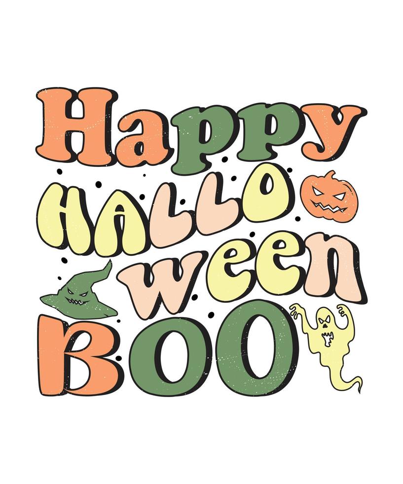 Groovy style Halloween typography t-shirt design, vintage typography t-shirt design, retro Halloween t-shirt design, groovy t-shirt design. vector