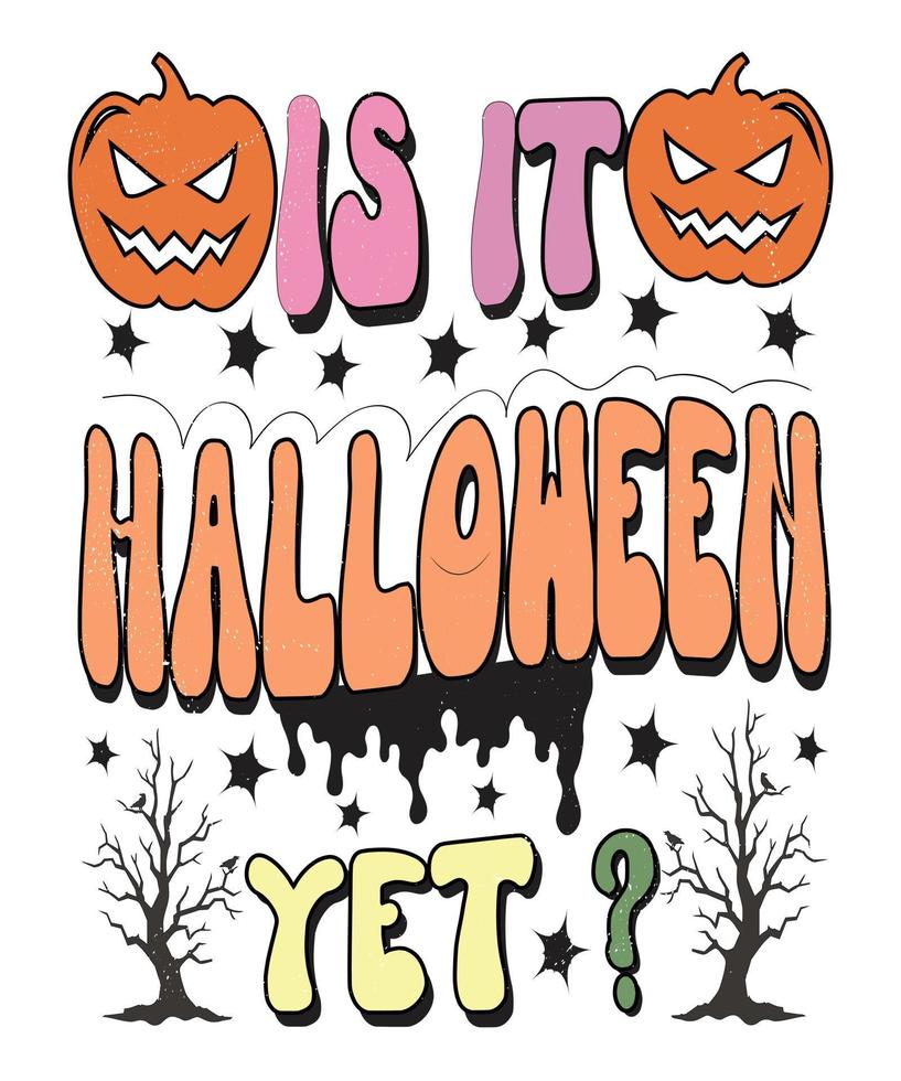 Groovy style Halloween typography t-shirt design, vintage typography t-shirt design, retro Halloween t-shirt design, groovy t-shirt design. vector