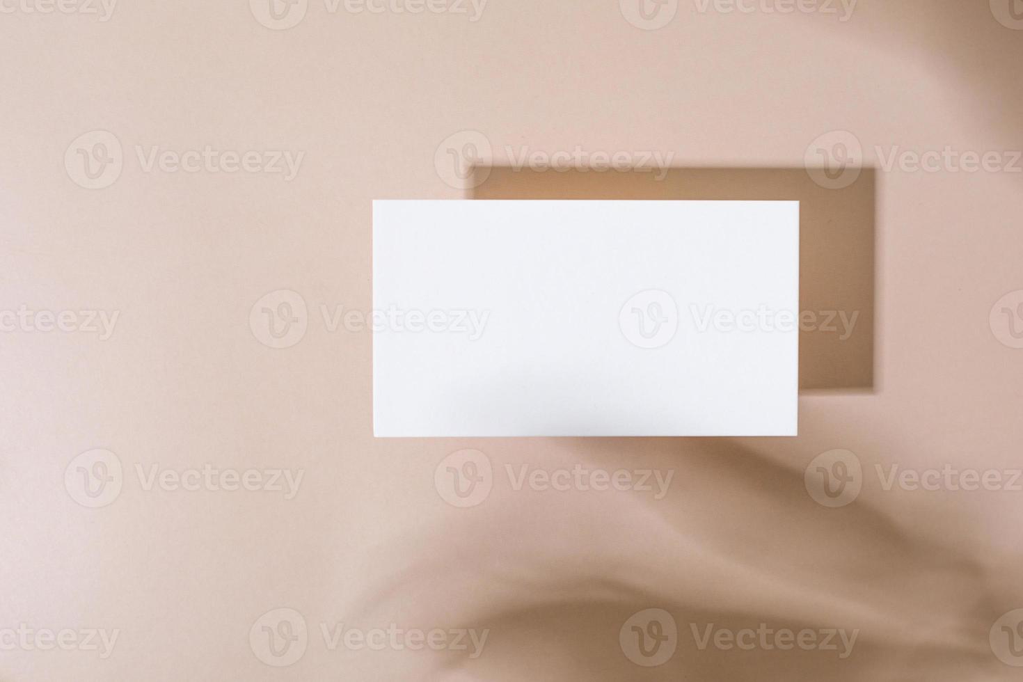 Template paper with green plant shadow on pastel beige background , great design for any purposes. Abstract background. Banner template. Advertising photo