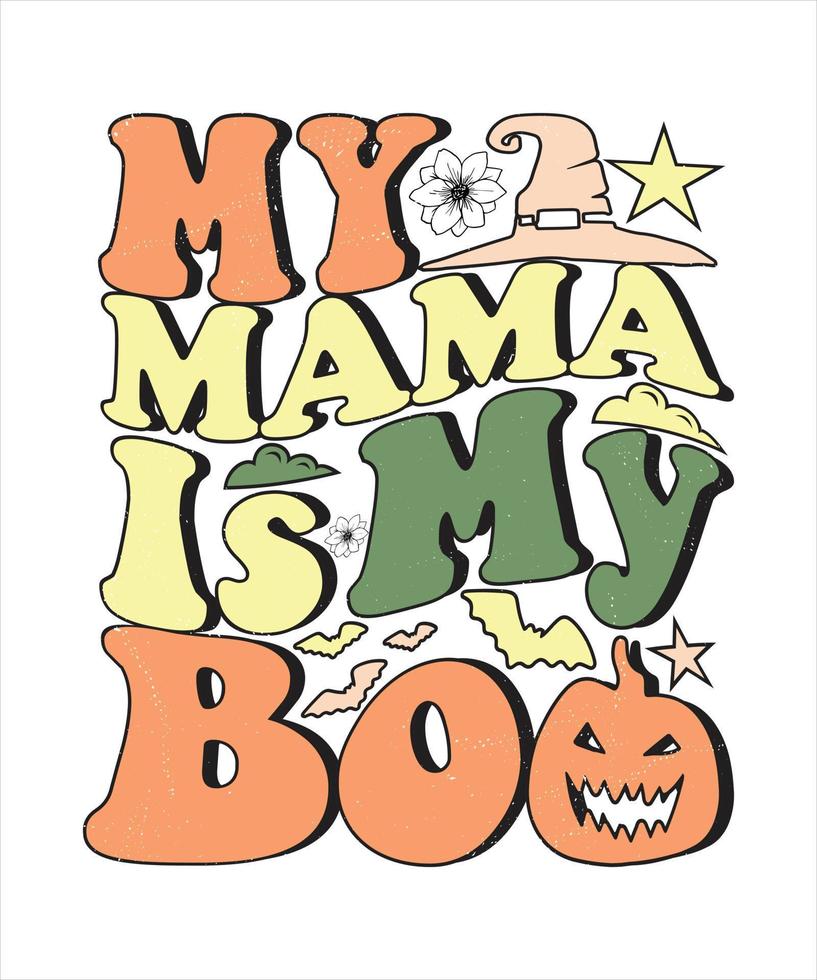 Groovy style Halloween typography t-shirt design, vintage typography t-shirt design, retro Halloween t-shirt design, groovy t-shirt design. vector