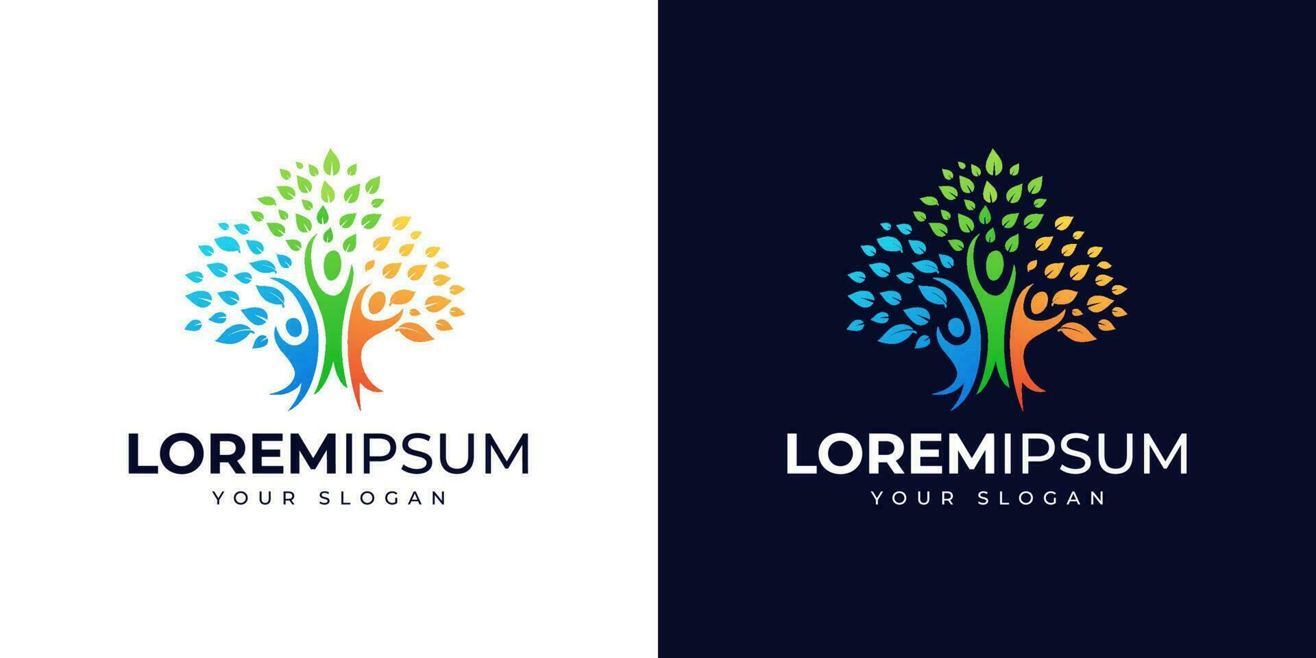 people and tree logo design illustration vector