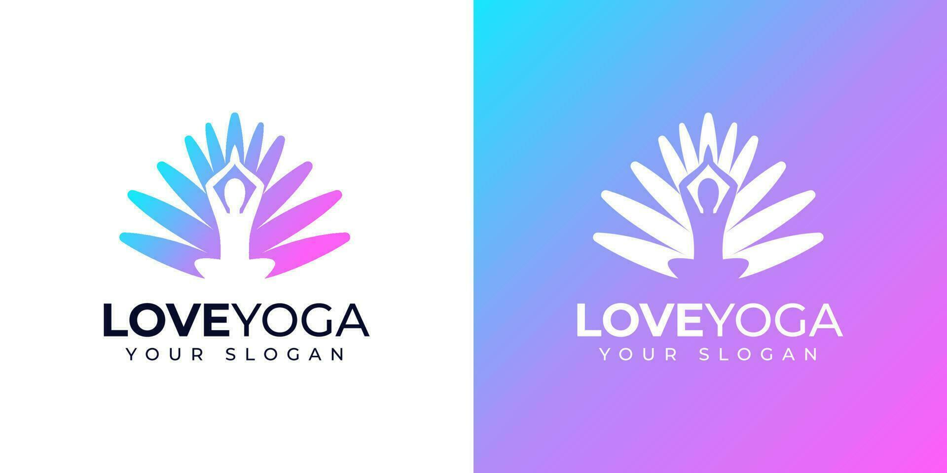 inspiración colorida para el diseño del logotipo de amor y yoga vector