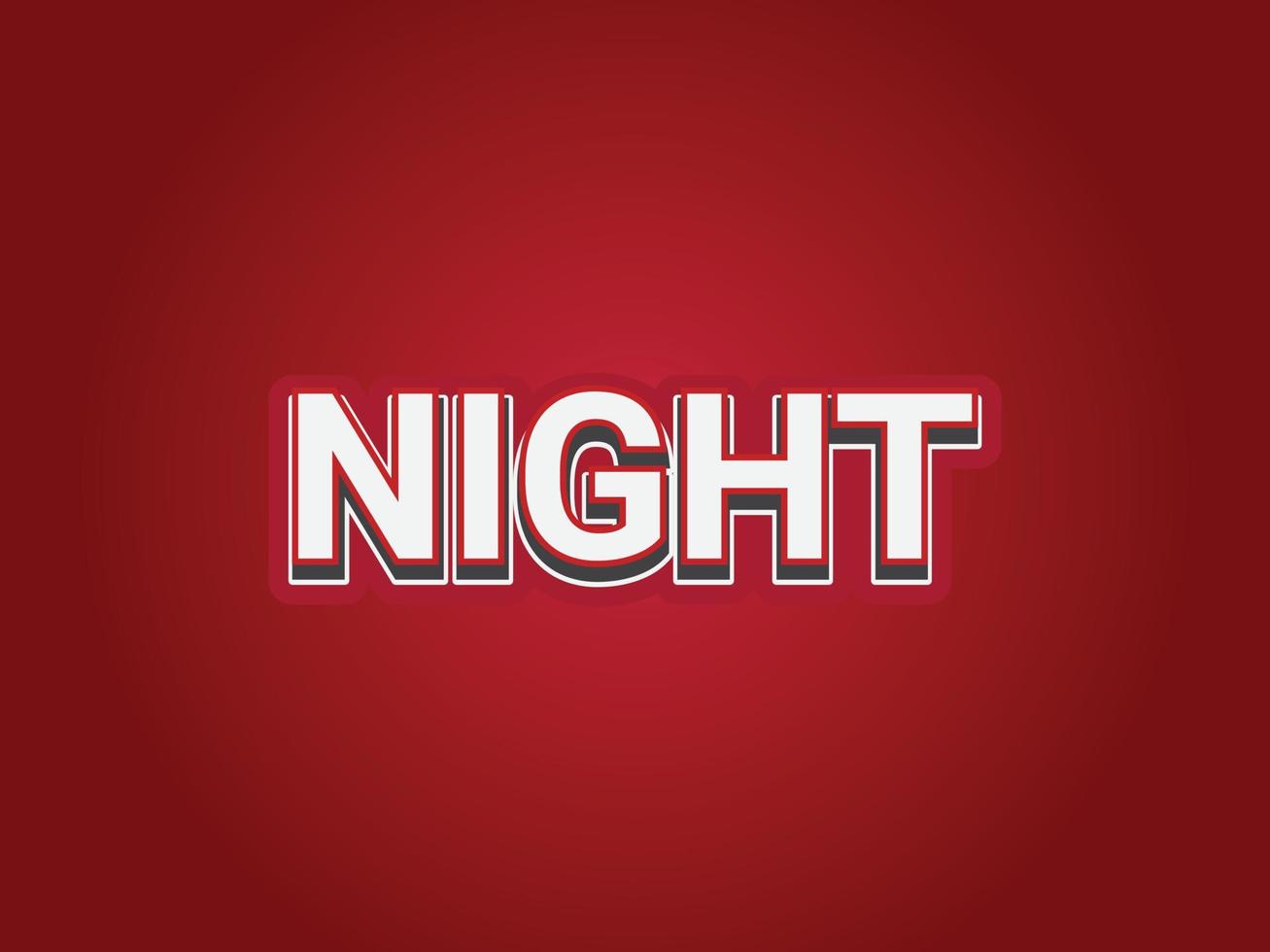 NIGHT text effect template with 3d bold style use for logo vector