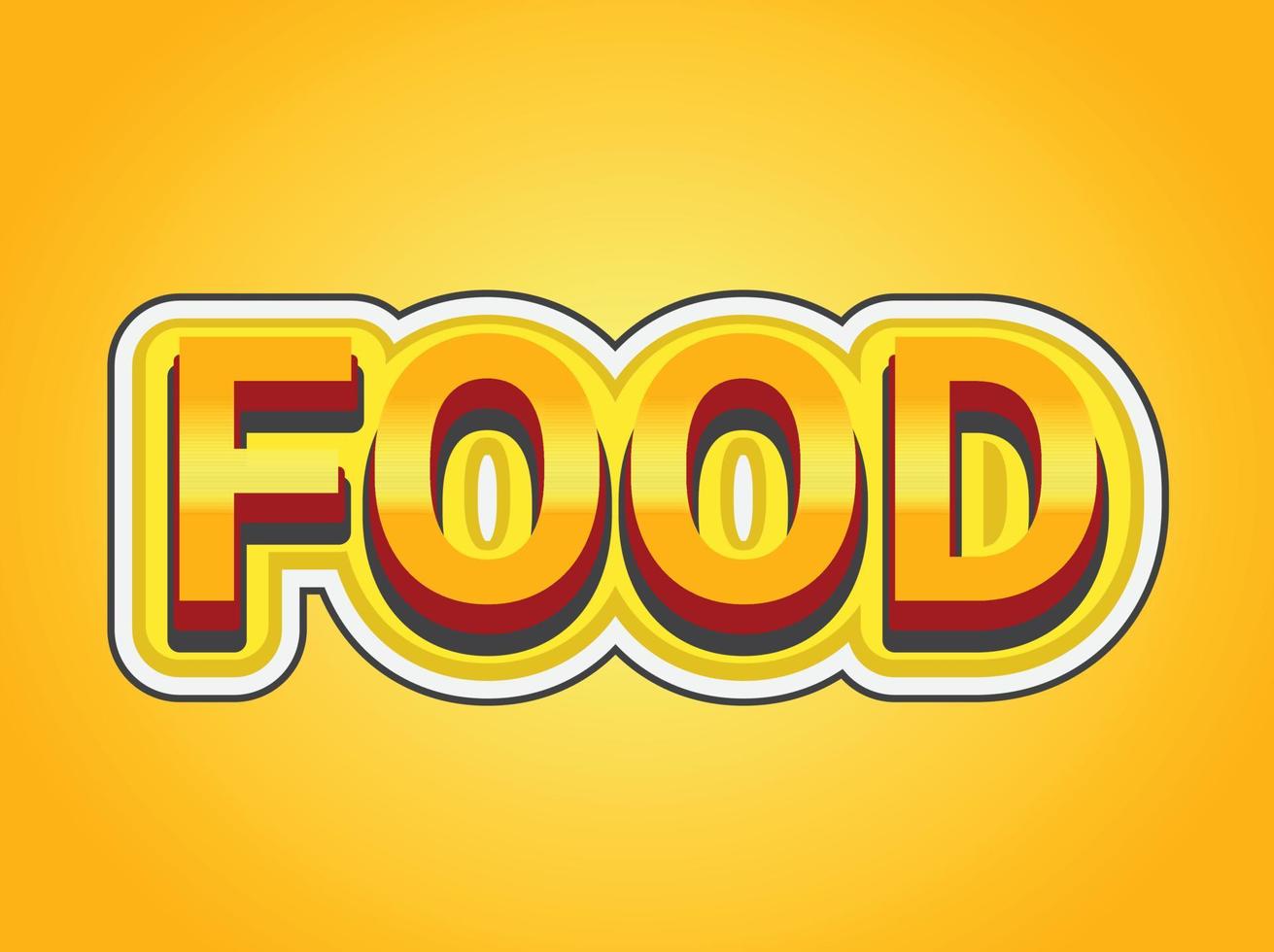 plantilla de efecto de texto de alimentos con uso de estilo en negrita 3d para logotipo vector