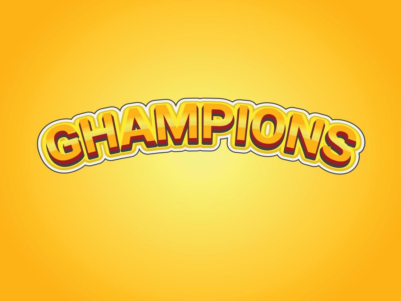 Ghampions text effect template with 3d bold style use for logo vector