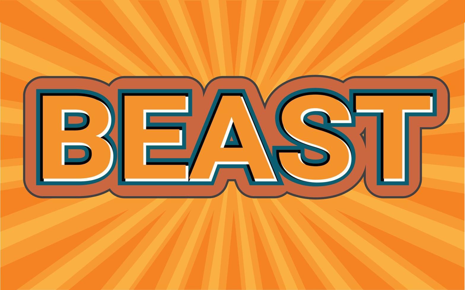 BEAST Text effect template with 3d bold style use vector