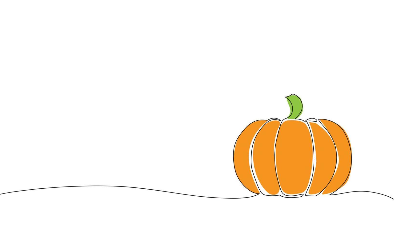 Pumpkin for Halloween. Color pumpkin in line art style. Minimalism, outline one line. Vector illustration