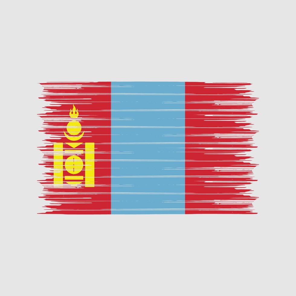 pincel de bandera de mongolia. bandera nacional vector