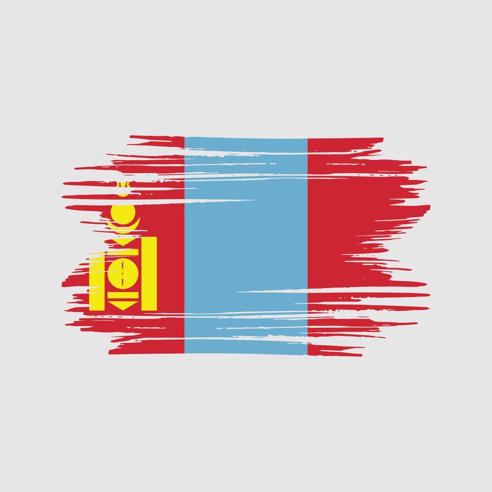 trazos de pincel de bandera de mongolia. bandera nacional vector