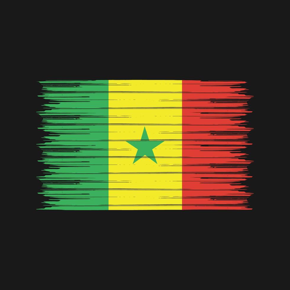 pincel de bandera senegalesa. bandera nacional vector