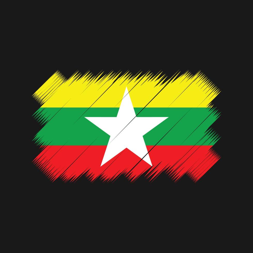 vector de pincel de bandera de myanmar. bandera nacional