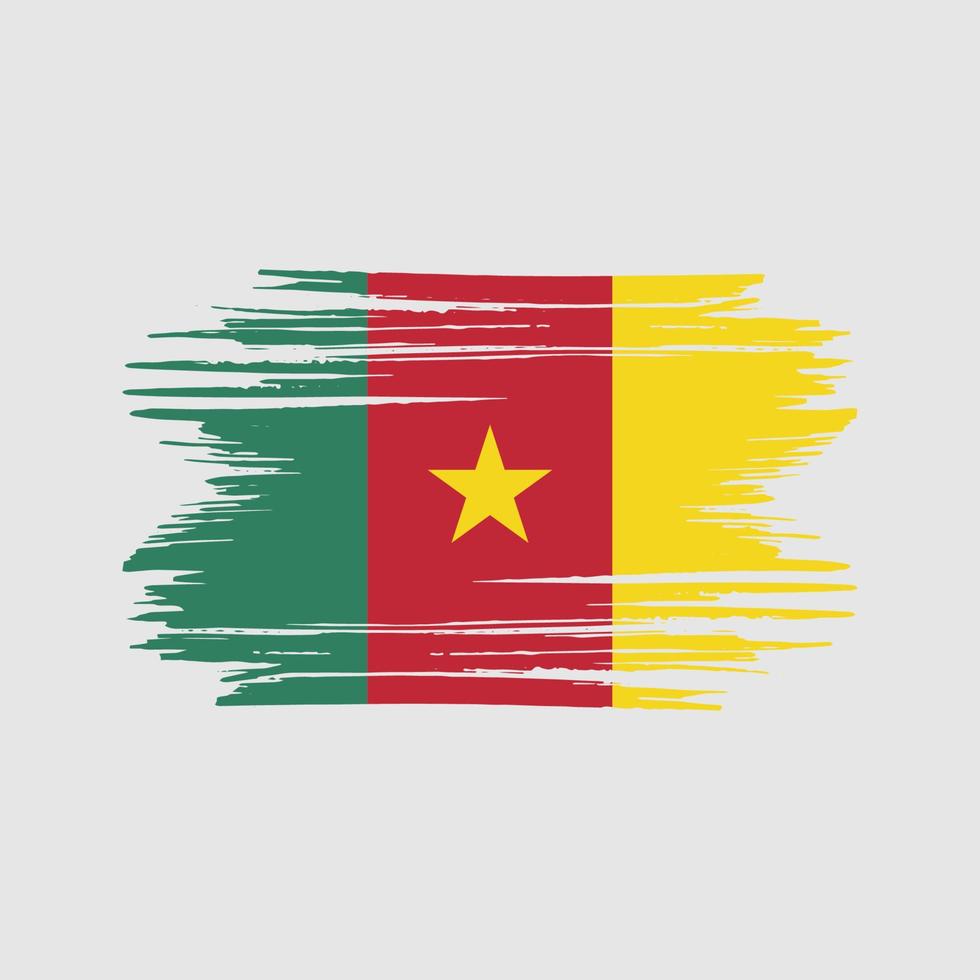 Cameroon Flag Brush Strokes. National Flag vector