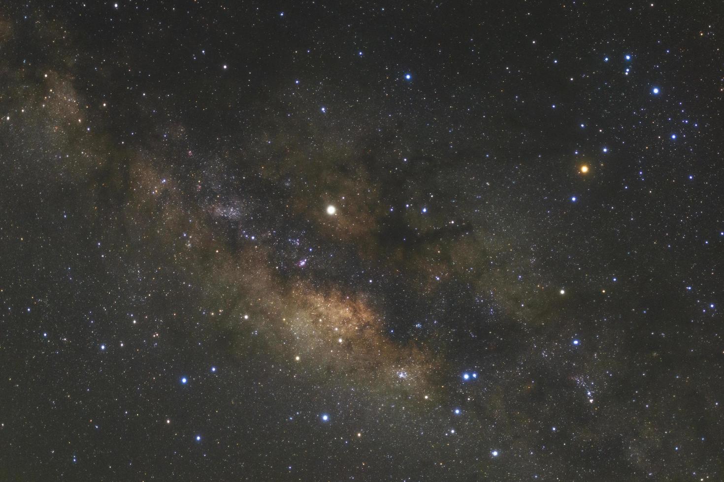 Milky way galaxy with stars and space dust in the universe, Long exposure photograph, with grain. photo