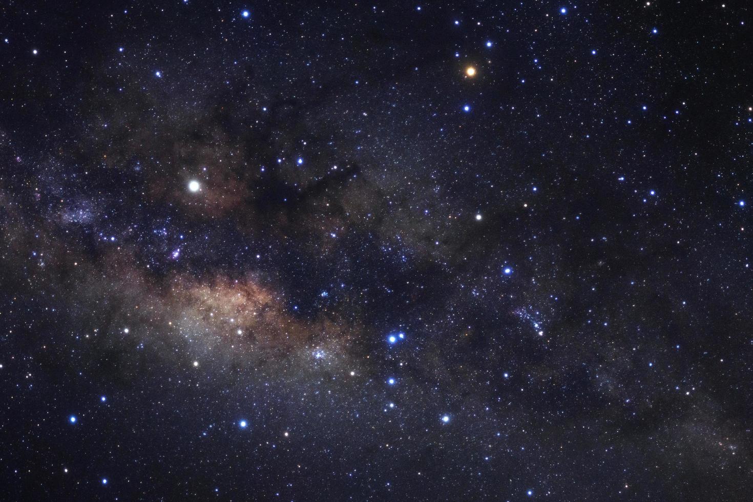 Milky way galaxy with stars and space dust in the universe, Long exposure photograph, with grain. photo