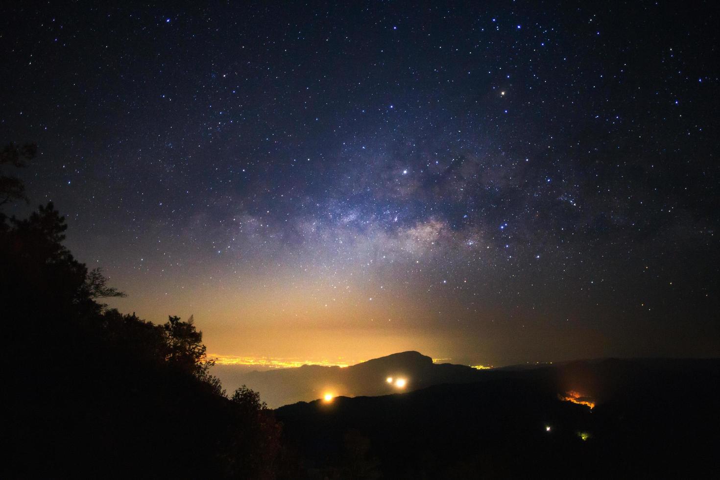 Milky way galaxy with stars and space dust in the universe at Doi inthanon Chiang mai, Thailand photo